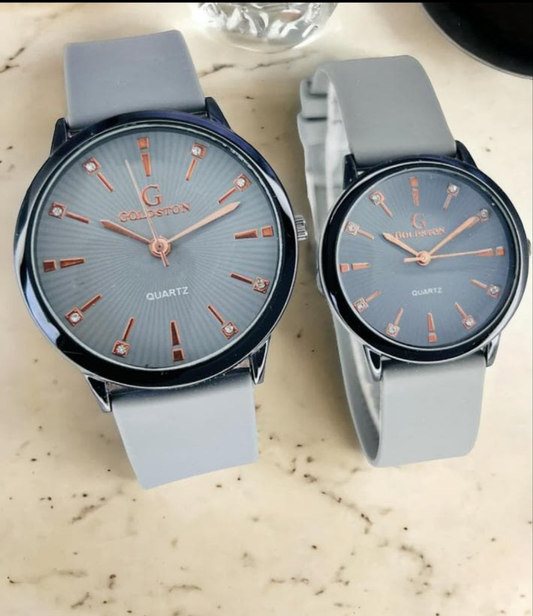 GOLDESTON COUPLE WATCH SET LIGHT GREY COLOUR